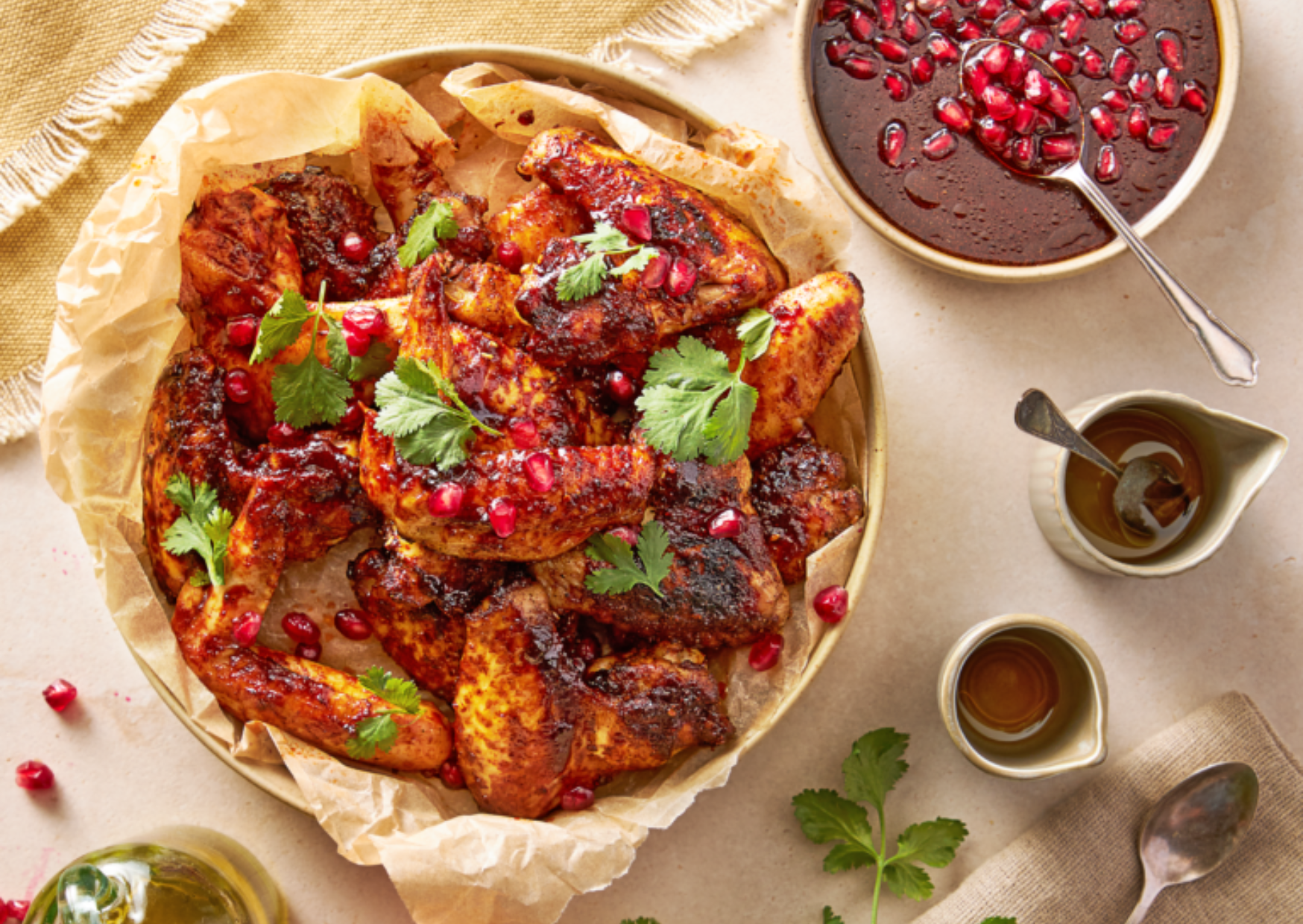 Grilled wings in pomegranate molasses